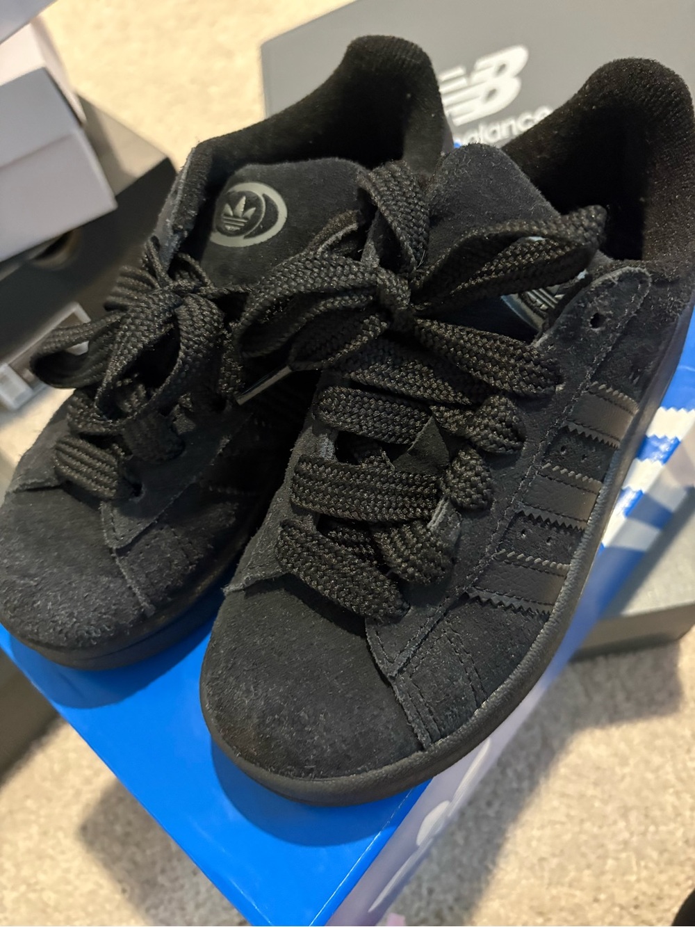 Adidas Originals Kids Black Suede Classic Sneakers